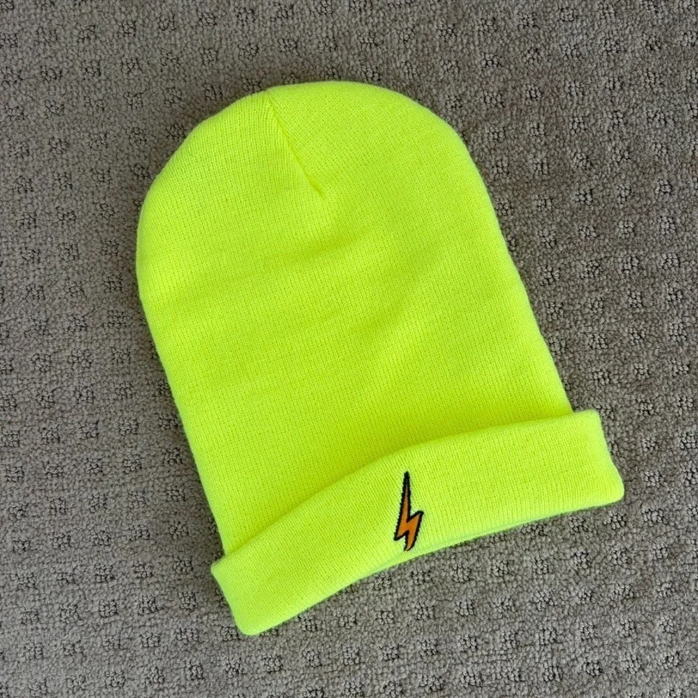 Aviator Nation Bolt Logo Full Rib Beanie Neon Yellow Unisex Made in USA